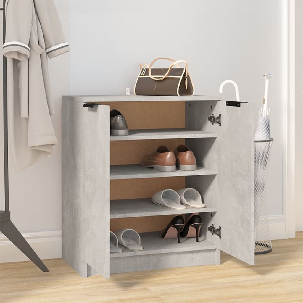 vidaXL Shoe Cabinet Concrete Grey 59x35x70 cm Engineered Wood