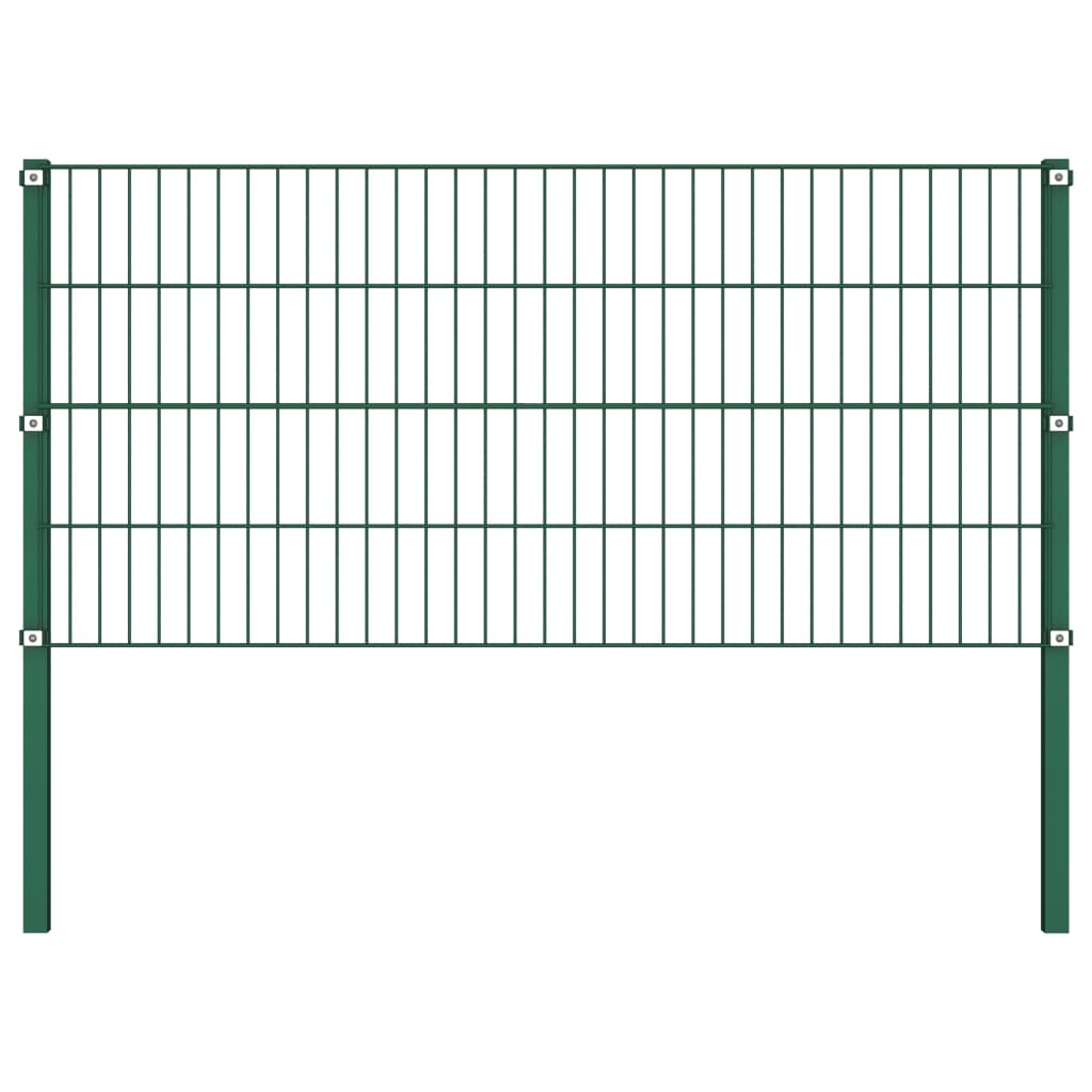 vidaXL Fence Panel with Posts Iron 5.1x0.8 m Green