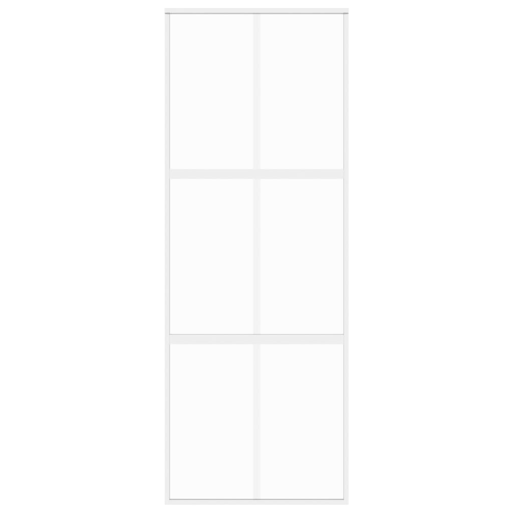 vidaXL Sliding Door White 76x205 cm Tempered Glass and Aluminium
