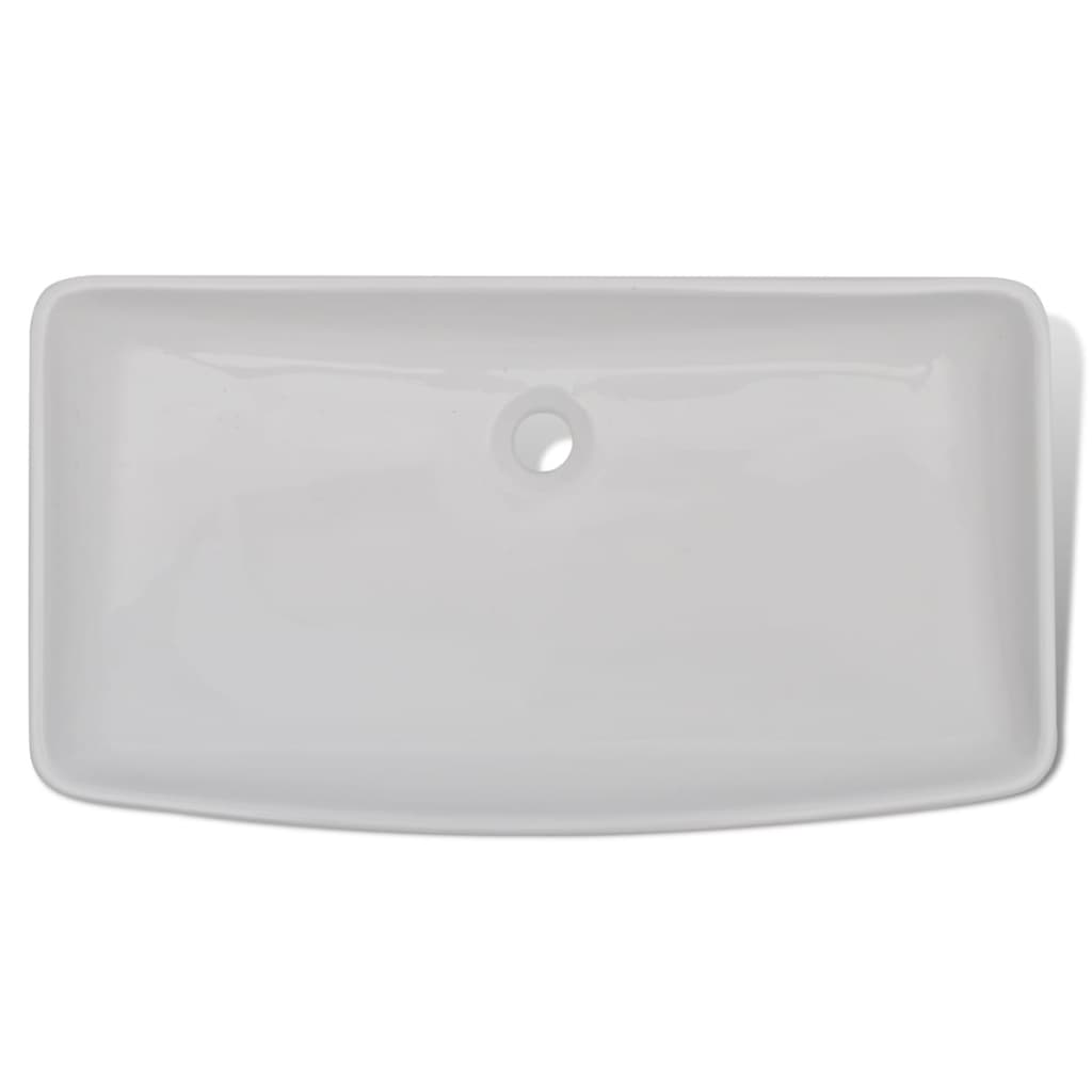 vidaXL Bathroom Basin with Mixer Tap Ceramic Rectangular White