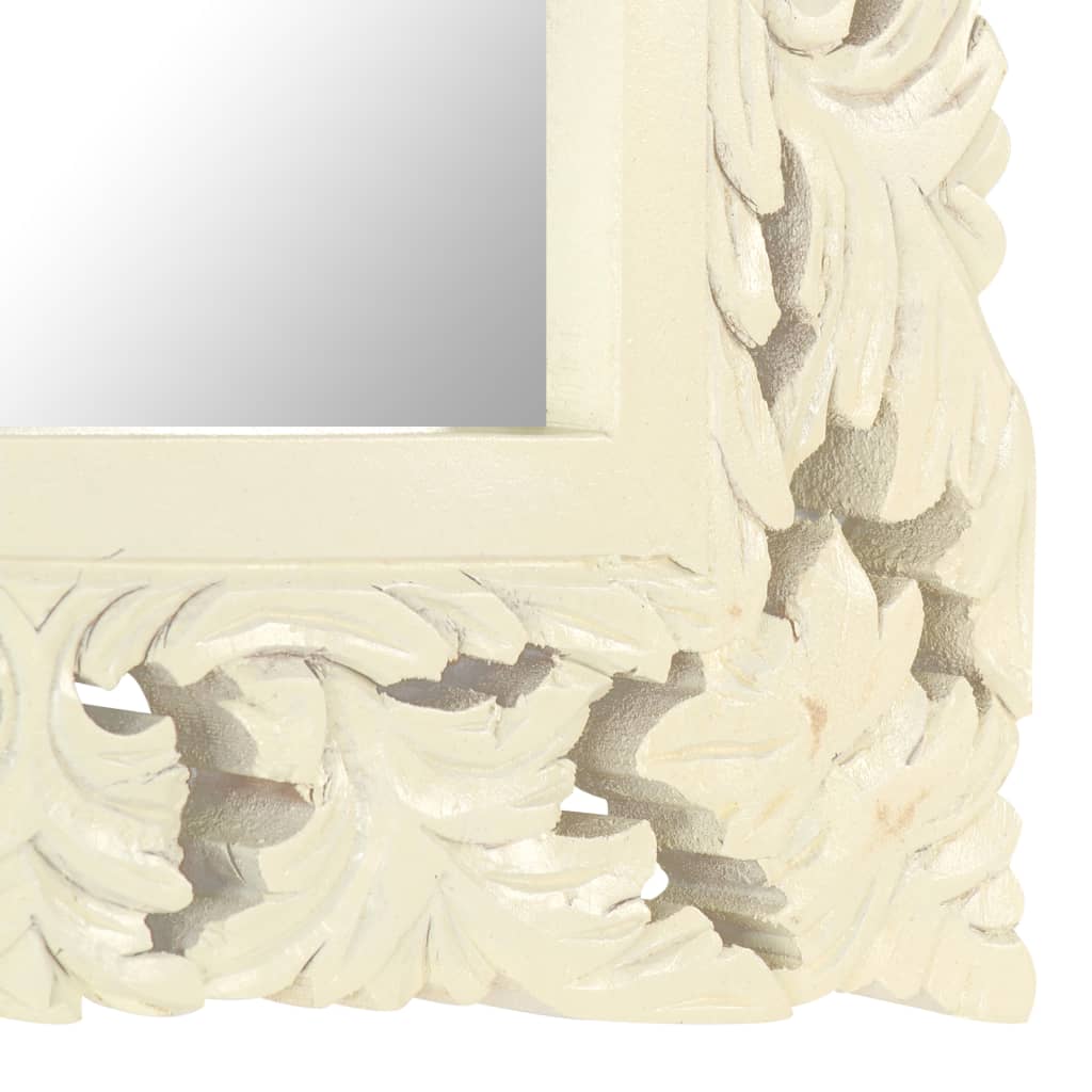 vidaXL Hand Carved Mirror White 50x50 cm Solid Mango Wood