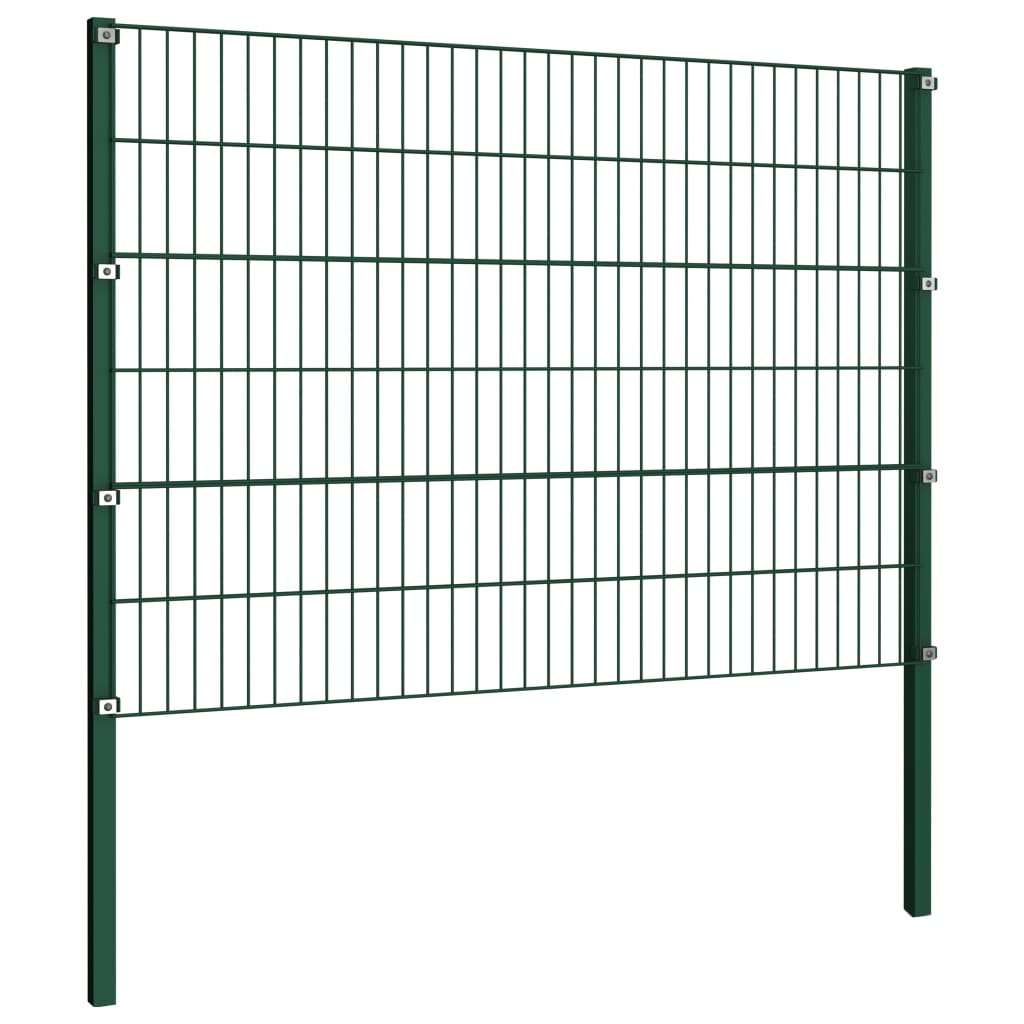 vidaXL Fence Panel with Posts Iron 6.8x1.2 m Green