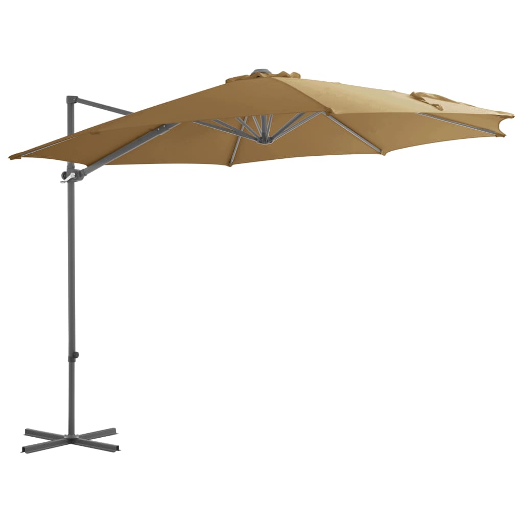 vidaXL Cantilever Umbrella with Steel Pole Taupe 300 cm