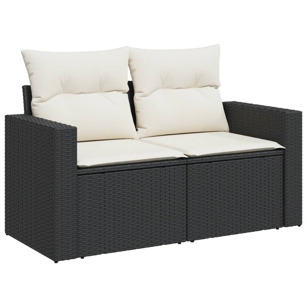 vidaXL 11 Piece Garden Sofa Set with Cushions Black Poly Rattan
