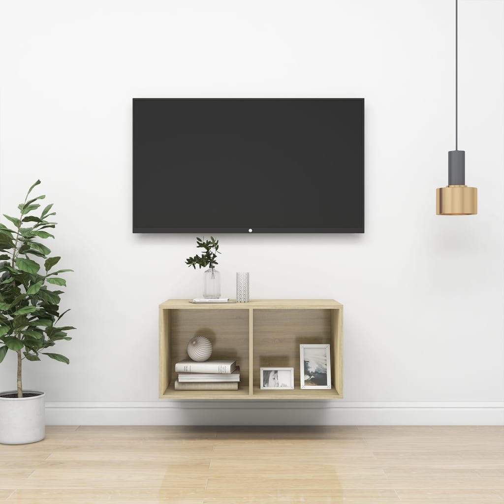 vidaXL Wall-mounted TV Cabinet Sonoma Oak 37x37x72 cm Engineered Wood
