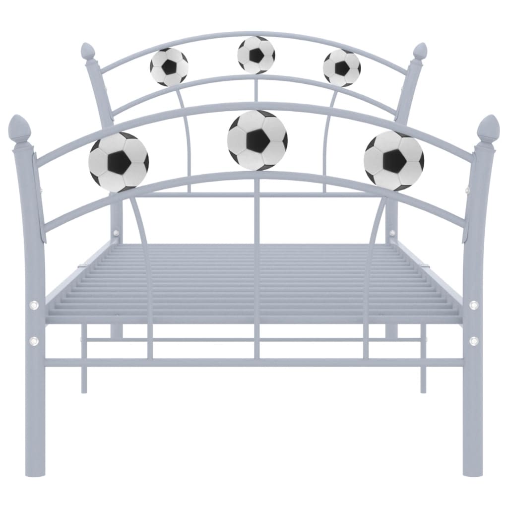 vidaXL Bed Frame with Football Design Grey Metal 90x200 cm