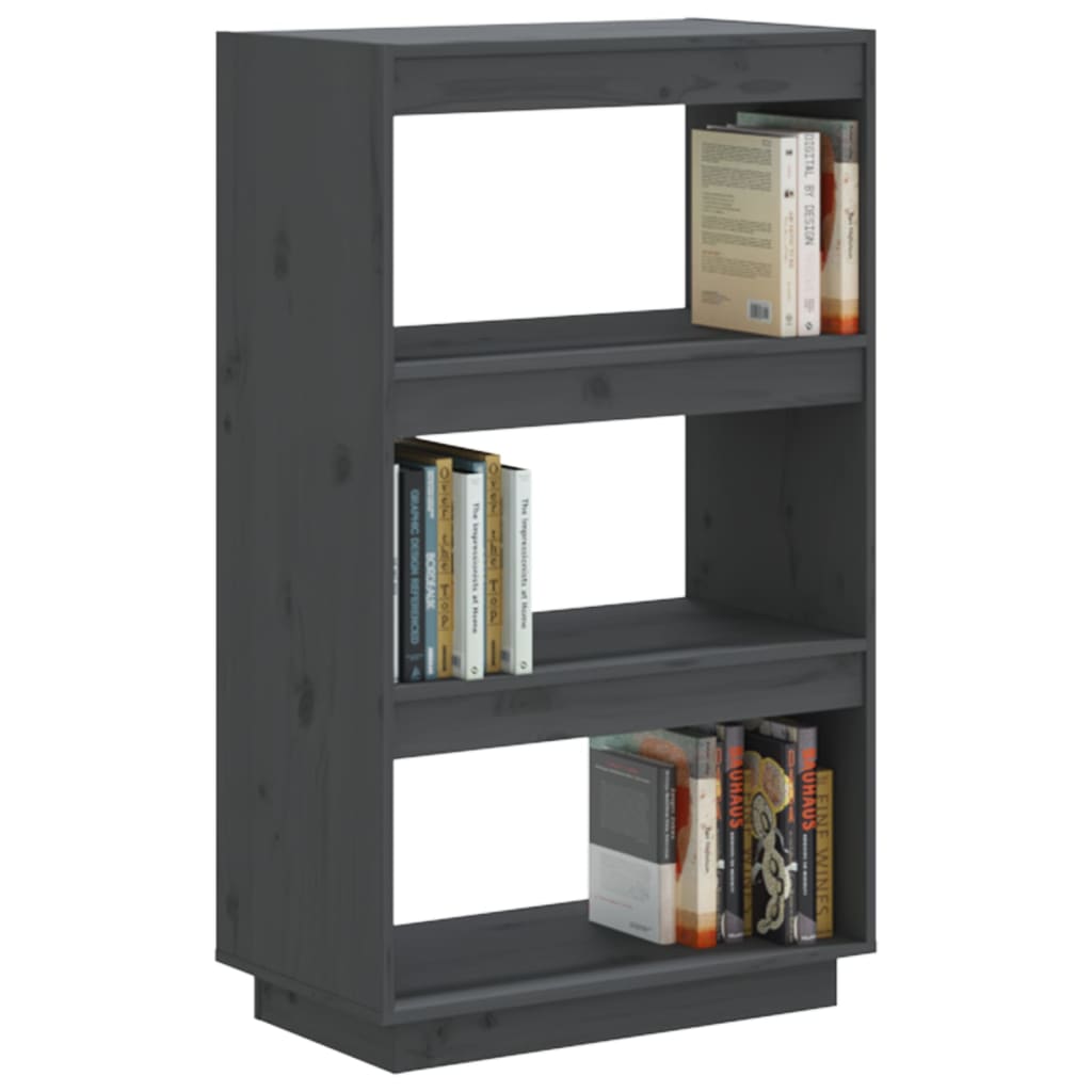 vidaXL Book Cabinet/Room Divider Grey 60x35x103 cm Solid Wood Pine