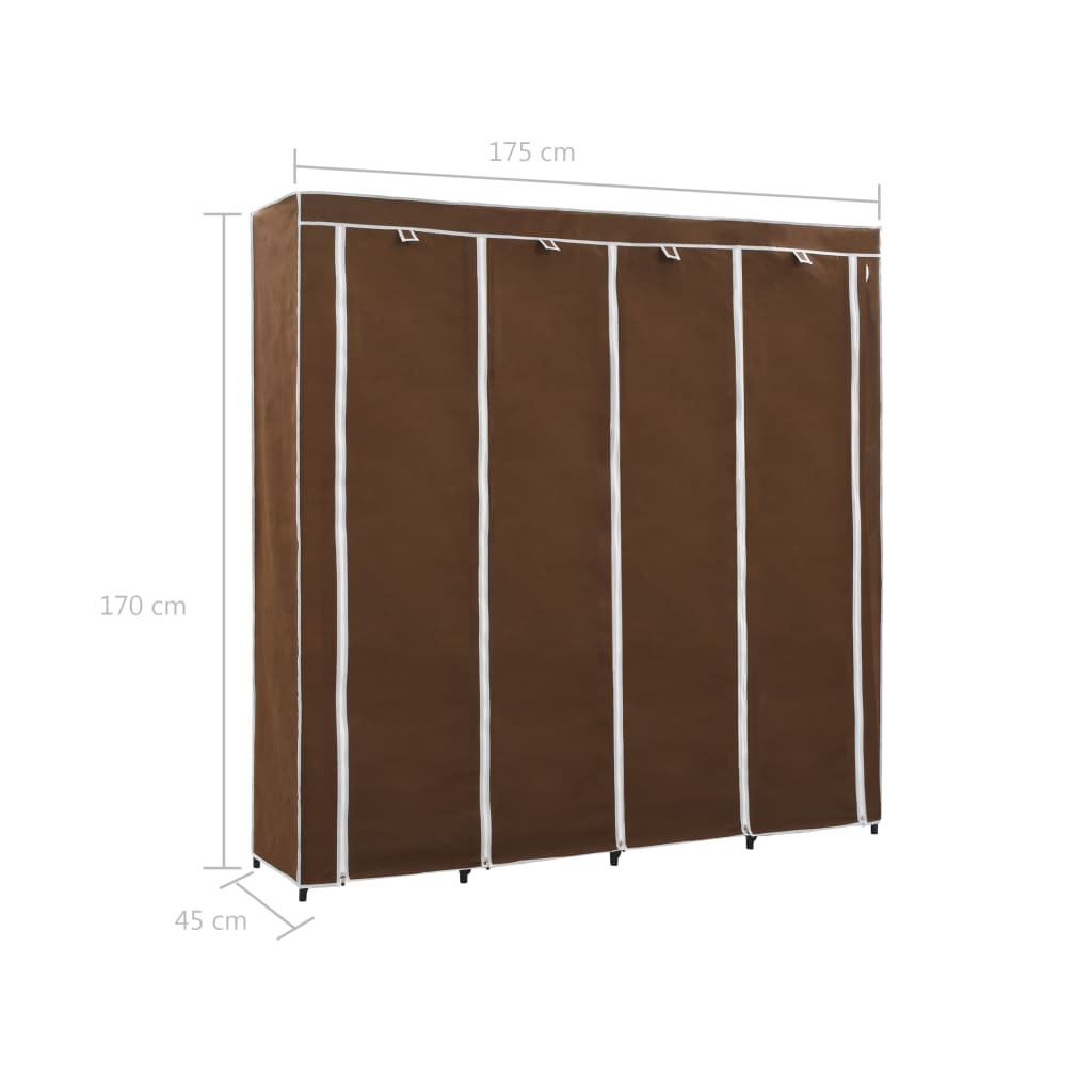 vidaXL Wardrobe with 4 Compartments Brown 175x45x170 cm