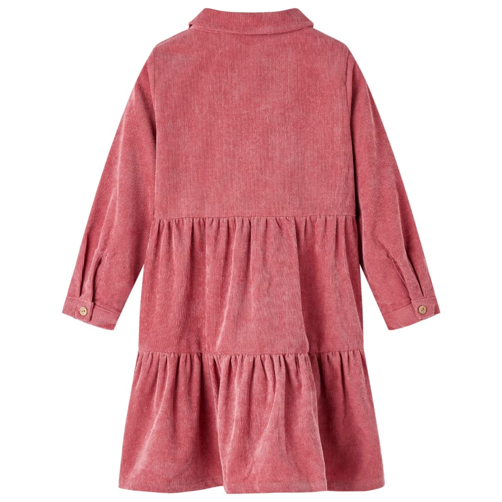 Kids' Dress with Long Sleeves Corduroy Old Pink 92