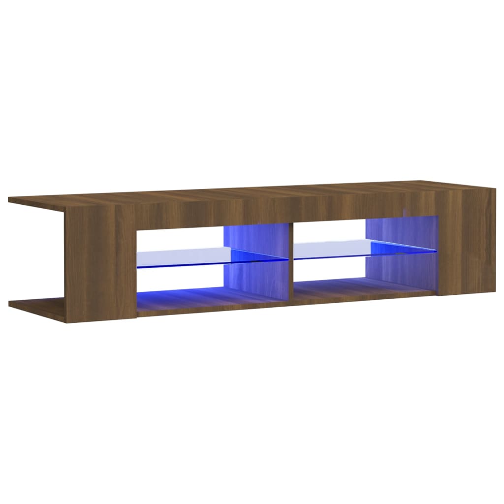 vidaXL TV Cabinet with LED Lights Brown Oak 135x39x30 cm