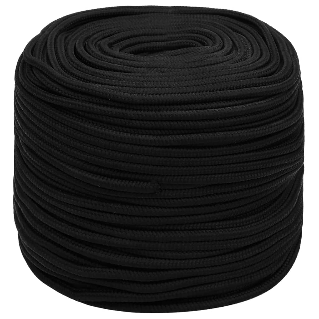 vidaXL Work Rope Black 8 mm 250 m Polyester