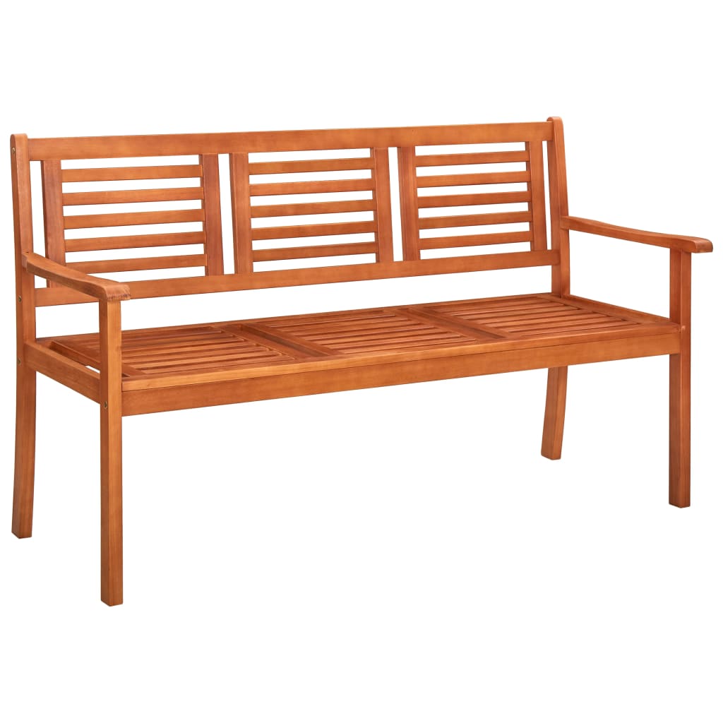 vidaXL 3-Seater Garden Bench with Cushion 150 cm Solid Eucalyptus Wood