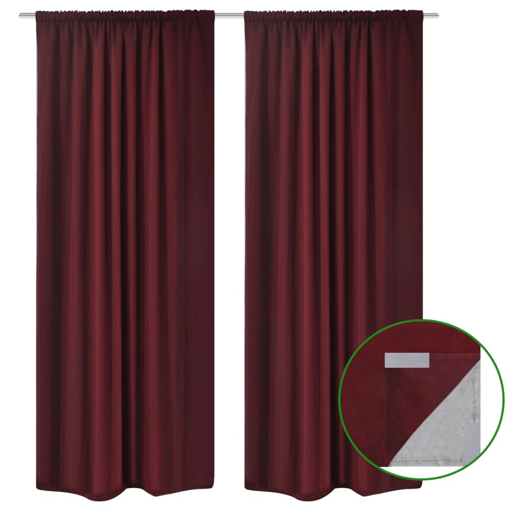 2 pcs Bordeaux Energy-saving Blackout Curtains Double Layer 140x245cm