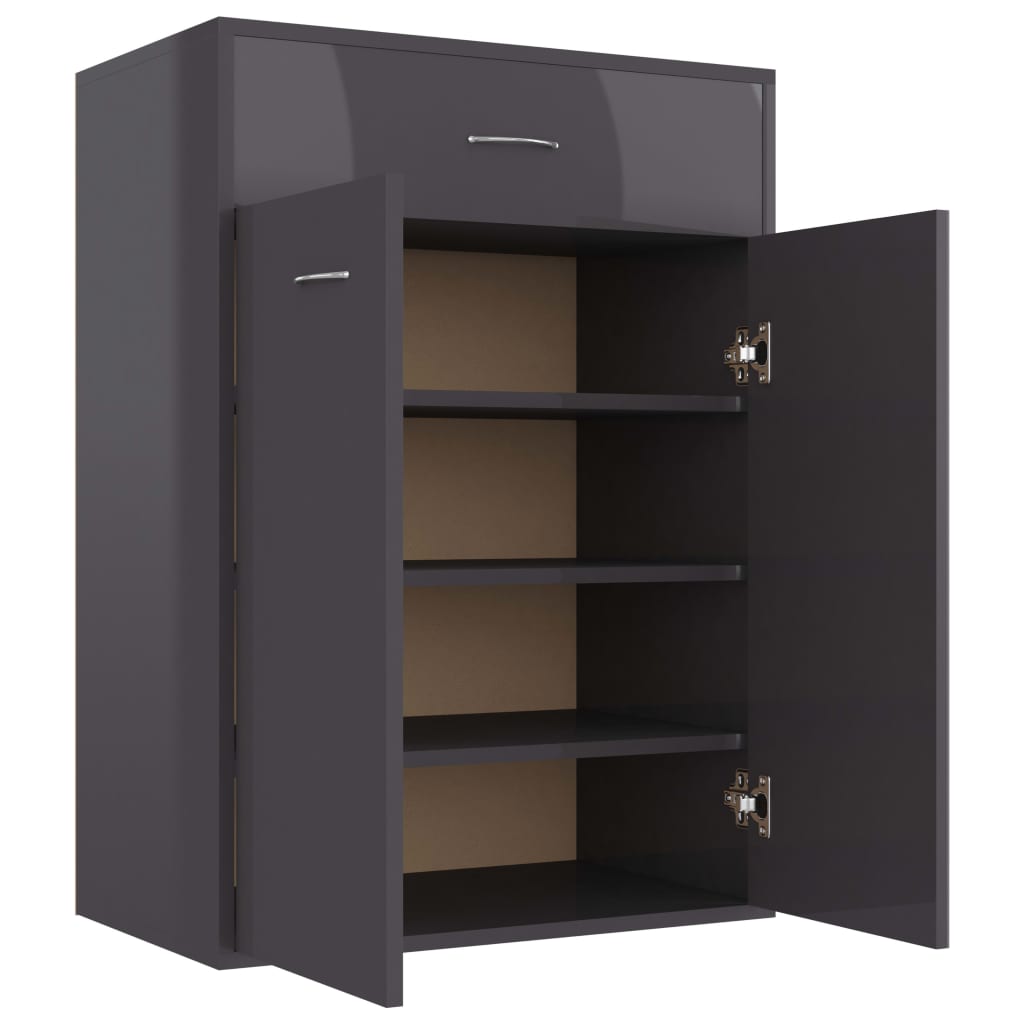 vidaXL Shoe Cabinet High Gloss Grey 60x35x84 cm Engineered Wood