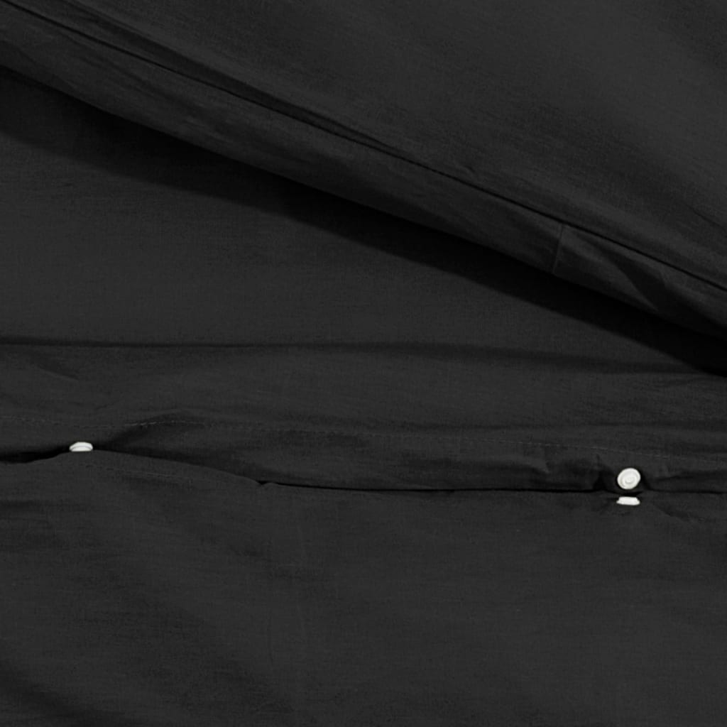 vidaXL Duvet Cover Set Black 135x200 cm Cotton