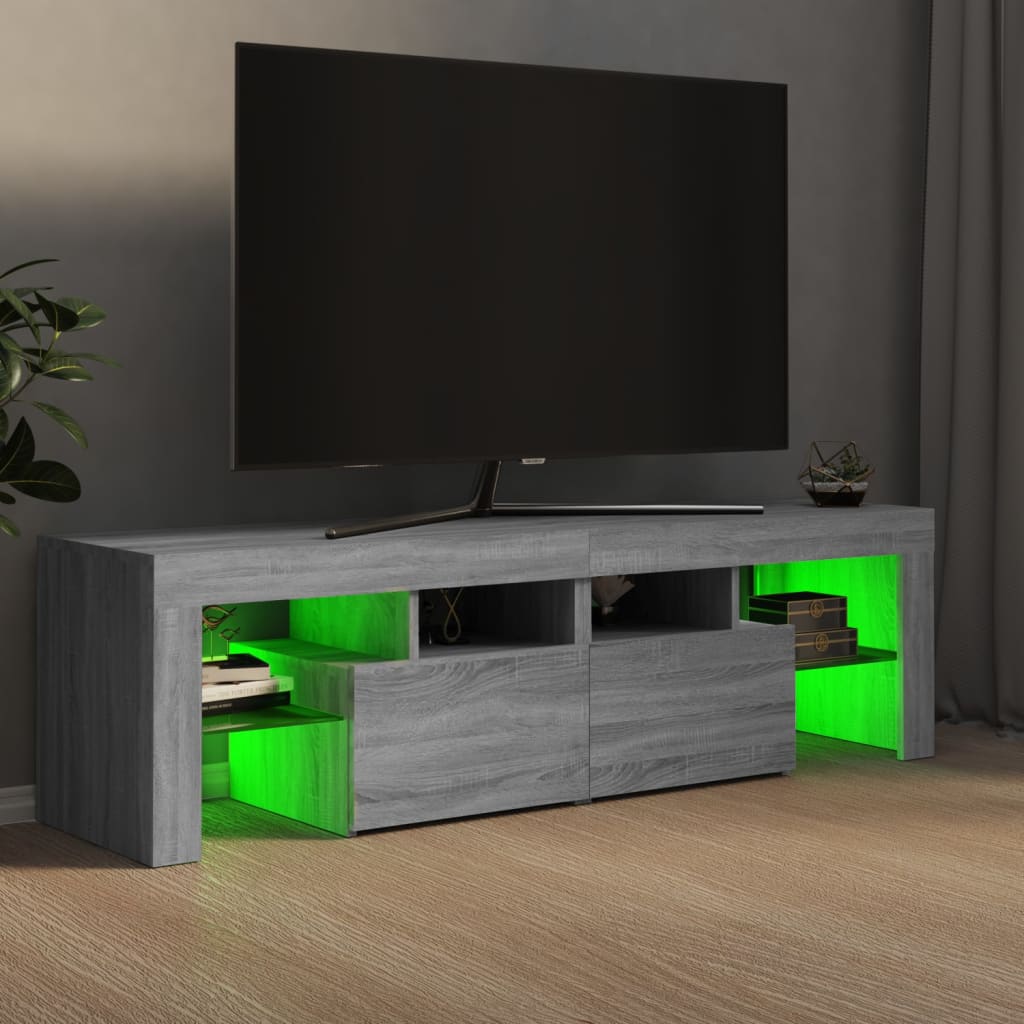 vidaXL TV Cabinet with LED Lights Grey Sonoma 140x36.5x40 cm