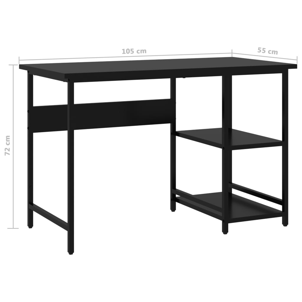vidaXL Computer Desk Black 105x55x72 cm MDF and Metal