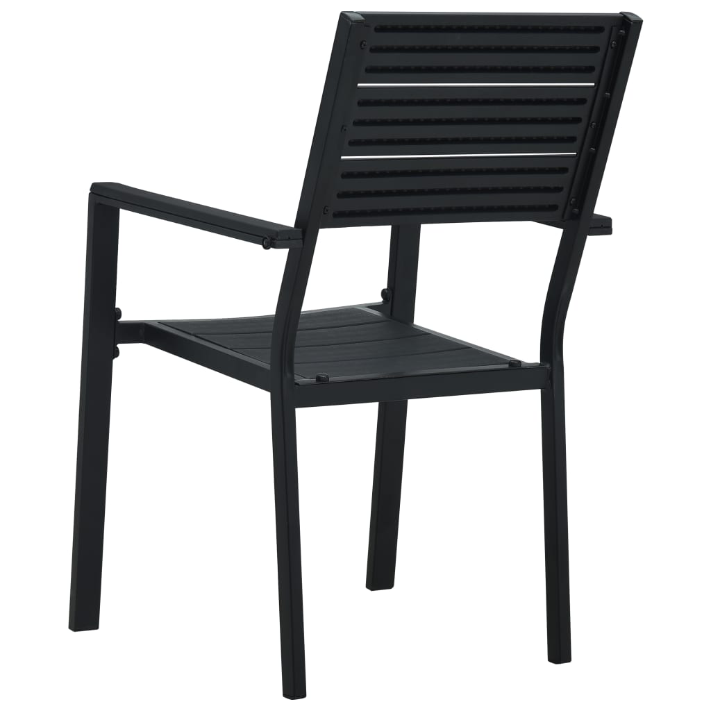 vidaXL Garden Chairs 2 pcs Black HDPE Wood Look