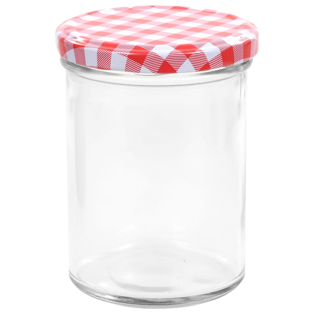 vidaXL Glass Jam Jars with White and Red Lid 96 pcs 400 ml
