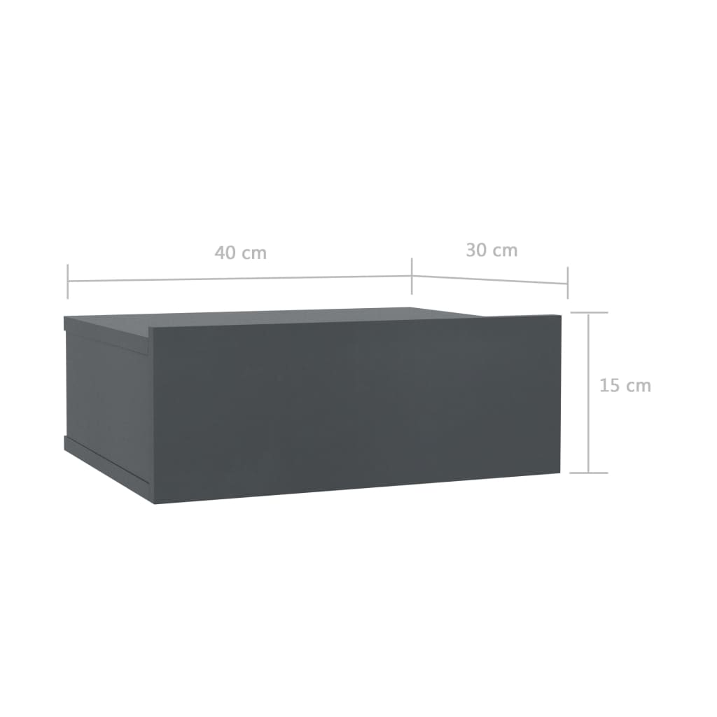 vidaXL Floating Nightstand Grey 40x30x15 cm Engineered Wood