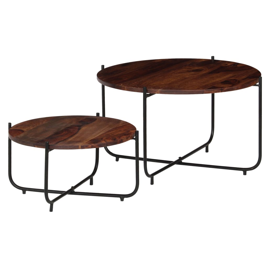 vidaXL Coffee Table Set 2 Pieces Solid Sheesham Wood 60x35 cm