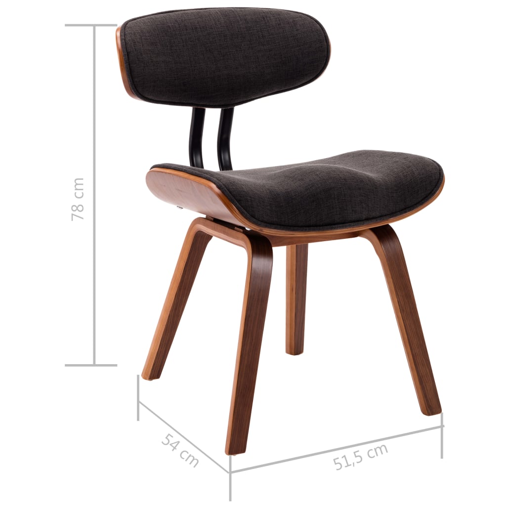 vidaXL Dining Chairs 6 pcs Grey Bent Wood and Fabric
