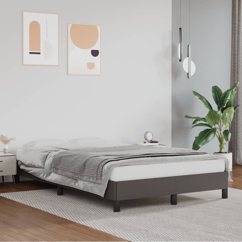 vidaXL Bed Frame Grey 120x190 cm Small Double Faux Leather