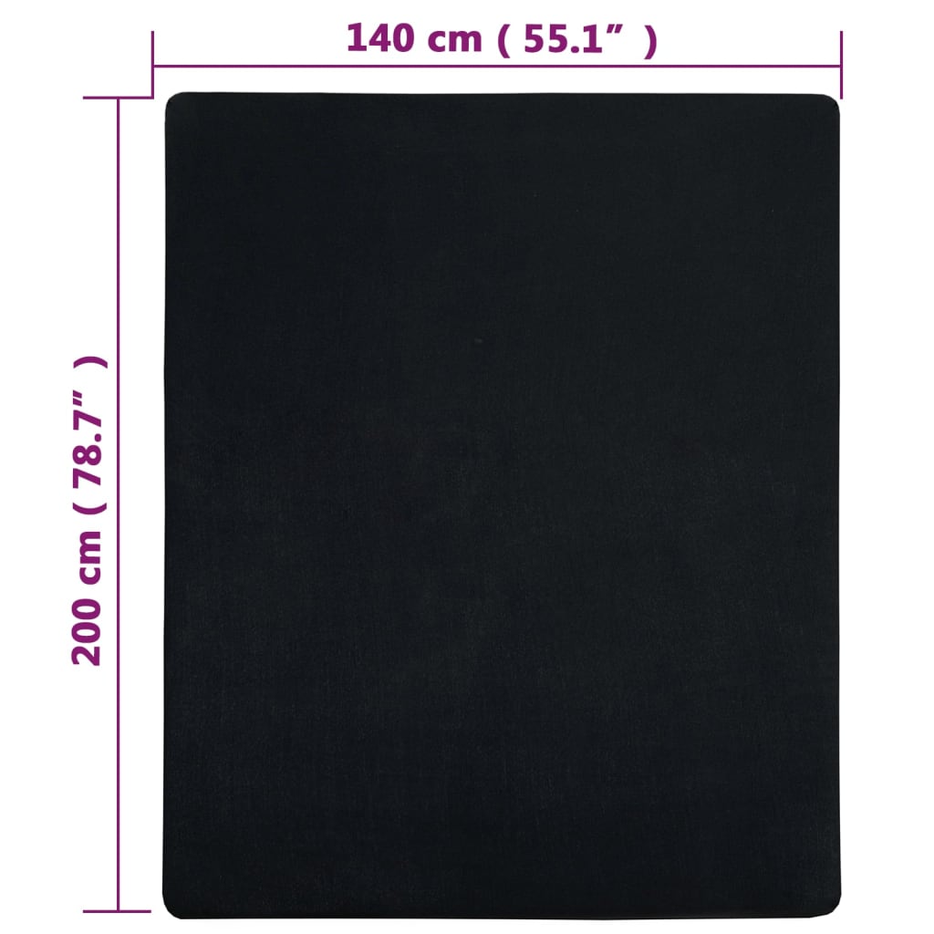 vidaXL Jersey Fitted Sheet Black 140x200 cm Cotton