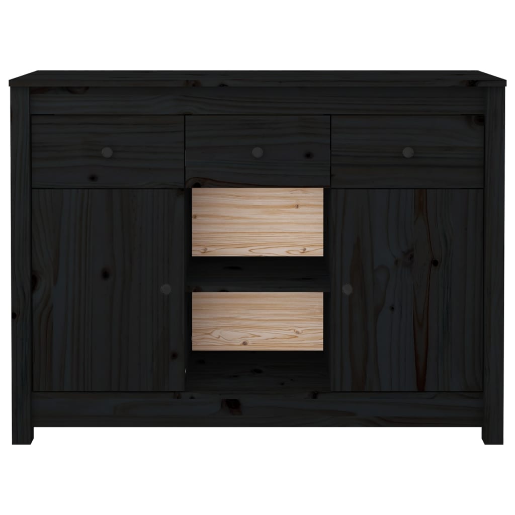 vidaXL Sideboard Black 100x35x74,5 cm Solid Wood Pine