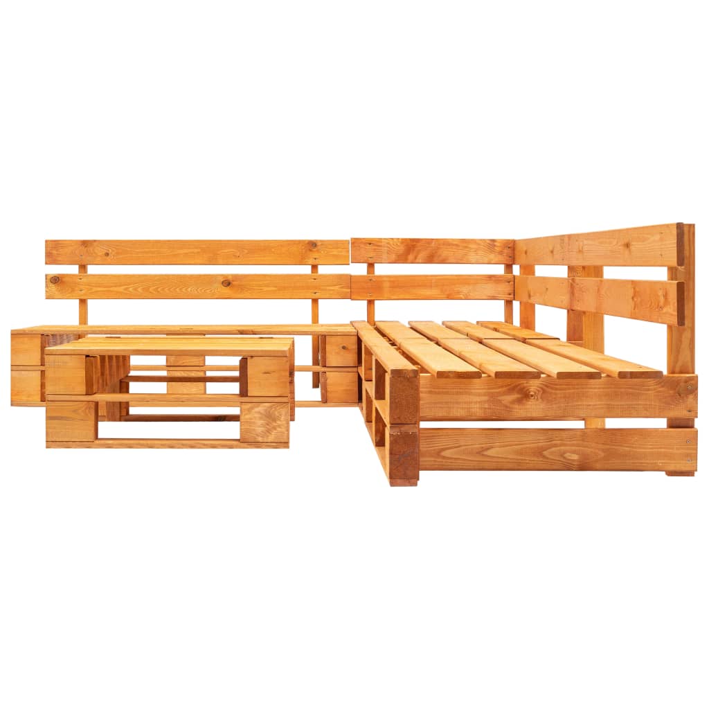 vidaXL 4 Piece Garden Pallet Lounge Set Wood Honey Brown
