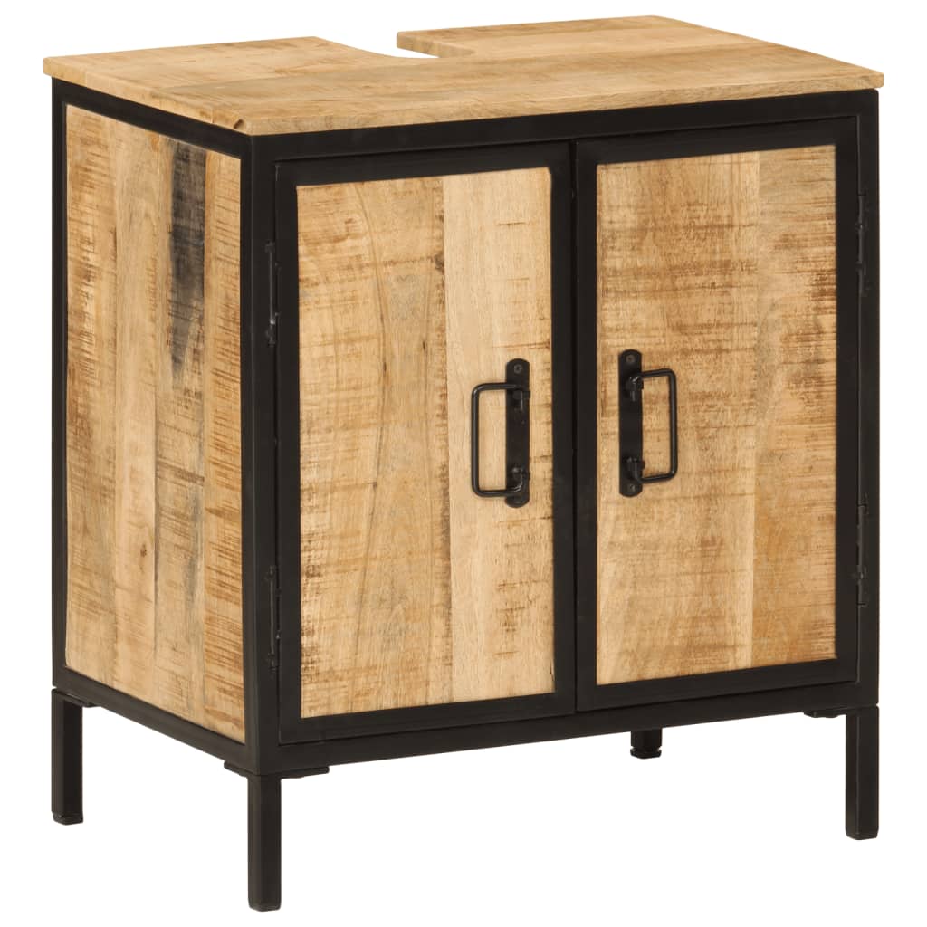 vidaXL 3 Piece Bathroom Furniture Set Iron and Solid Wood Mango