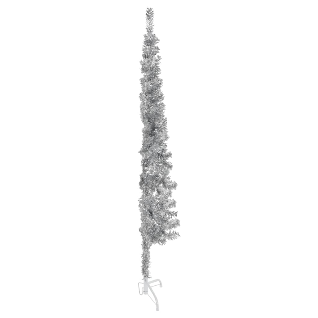 vidaXL Slim Artificial Half Christmas Tree with Stand Silver 150 cm