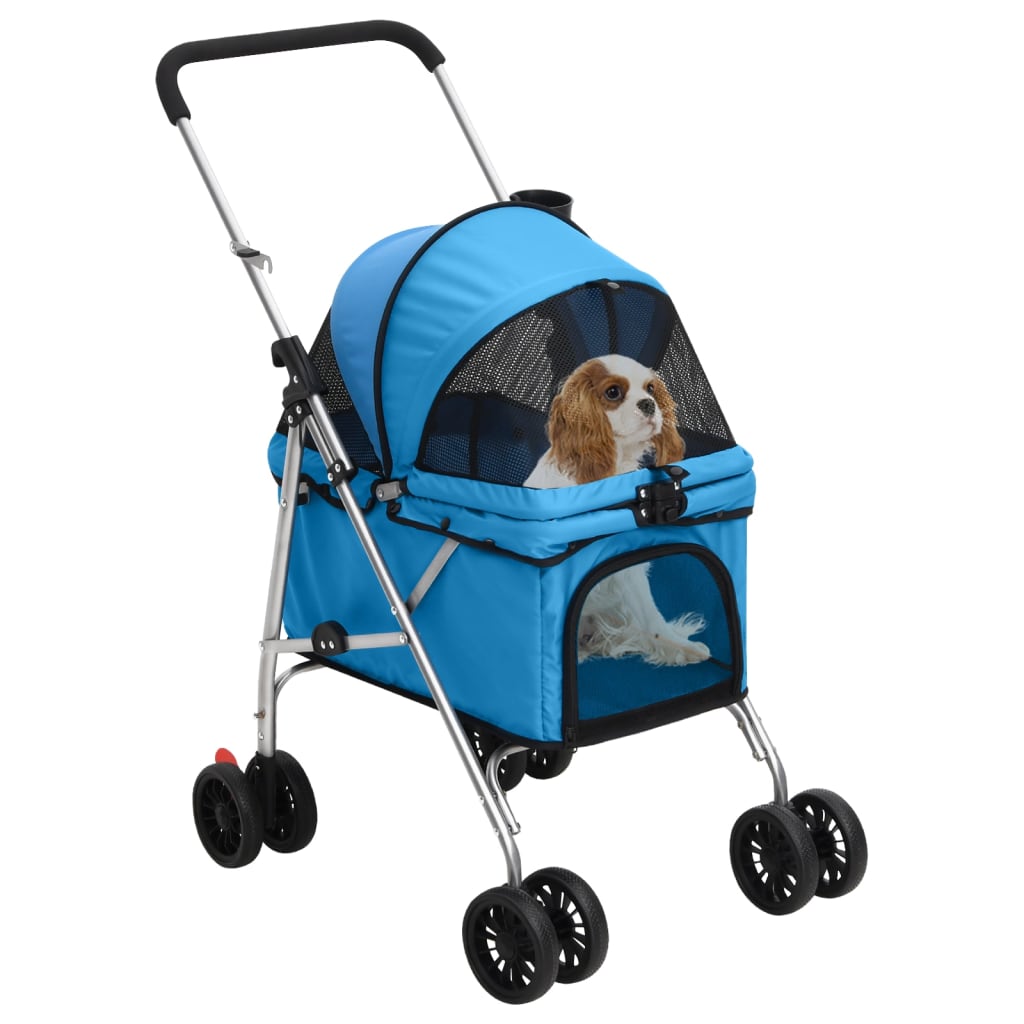 vidaXL Folding Dog Stroller Blue 76x50x100 cm Oxford Fabric