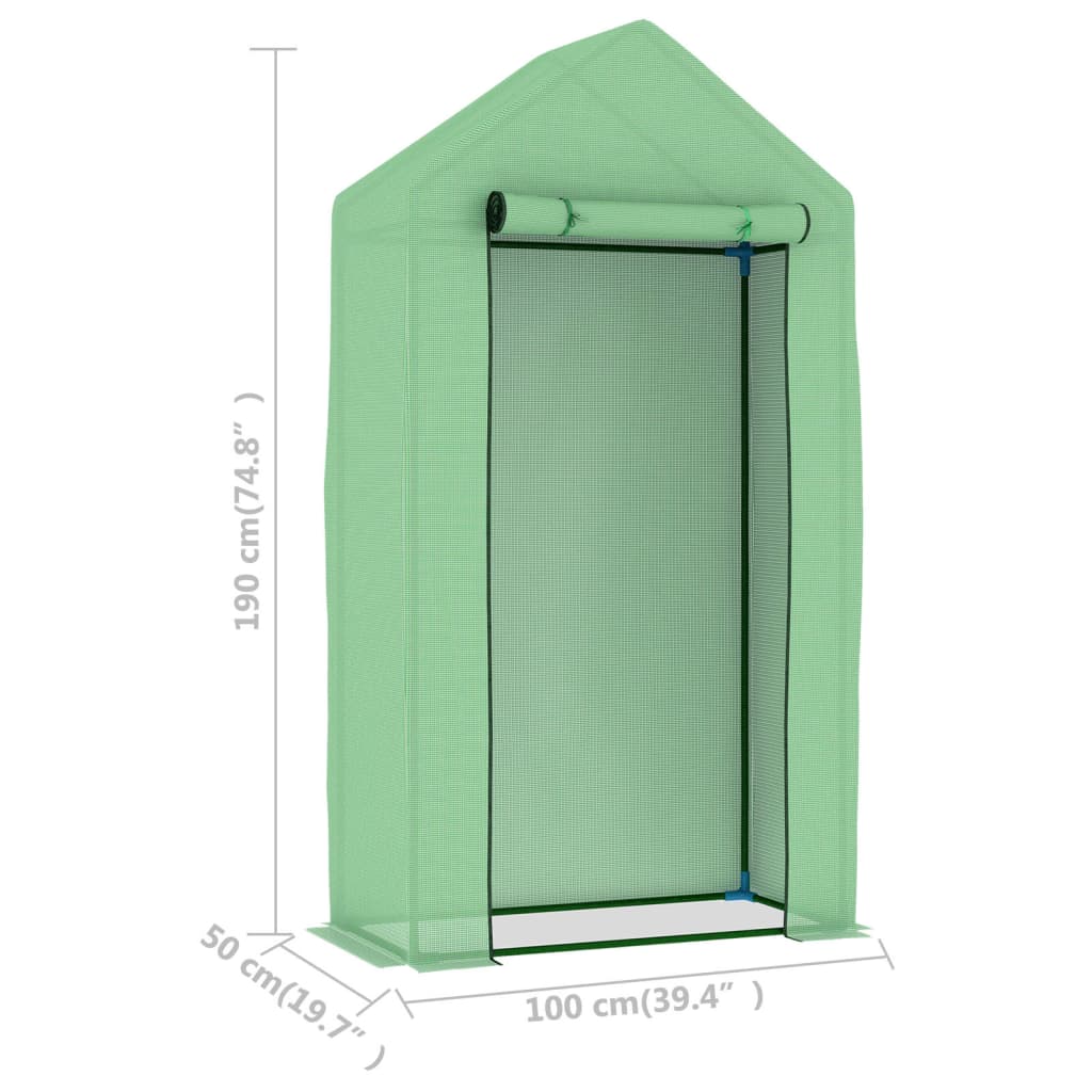 vidaXL Greenhouse with Steel Frame 0.5 m² 1x0.5x1.9 m