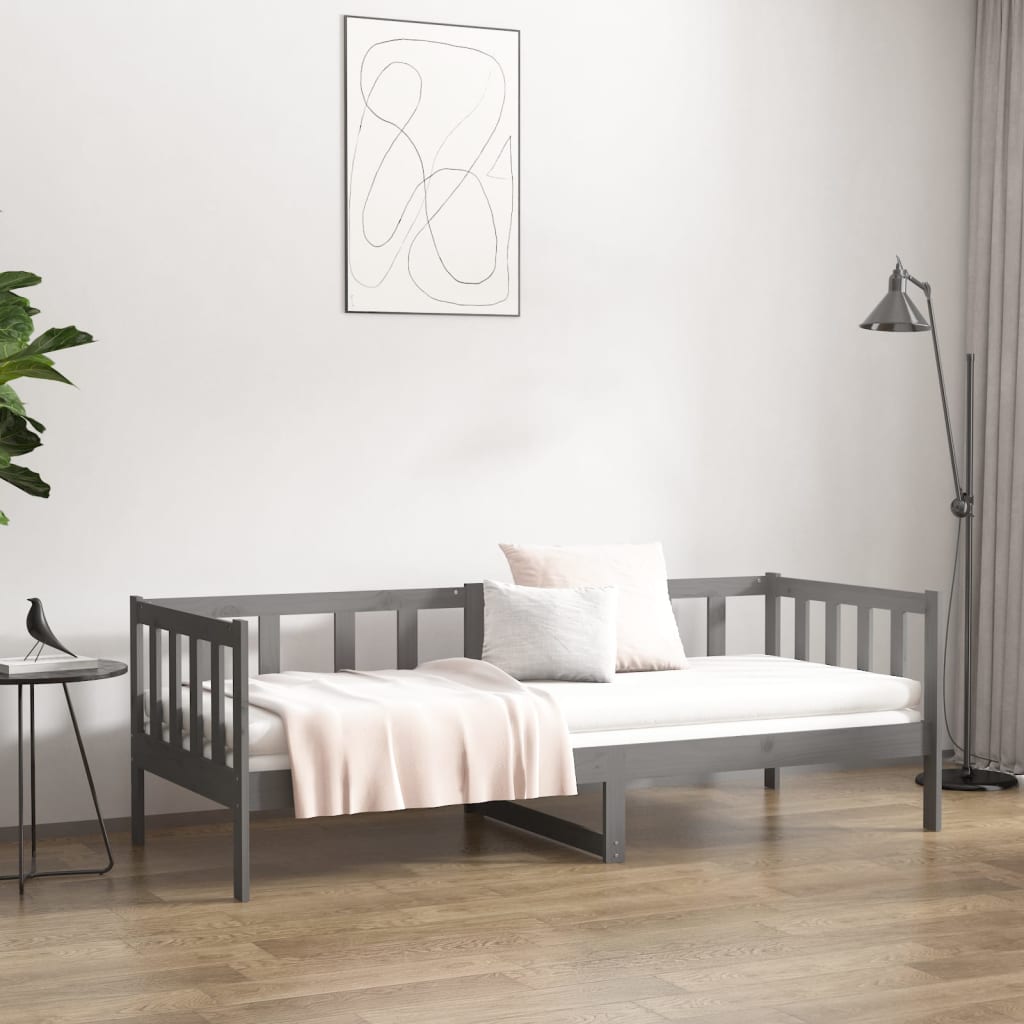 vidaXL Day Bed Grey 90x190 cm Solid Wood Pine