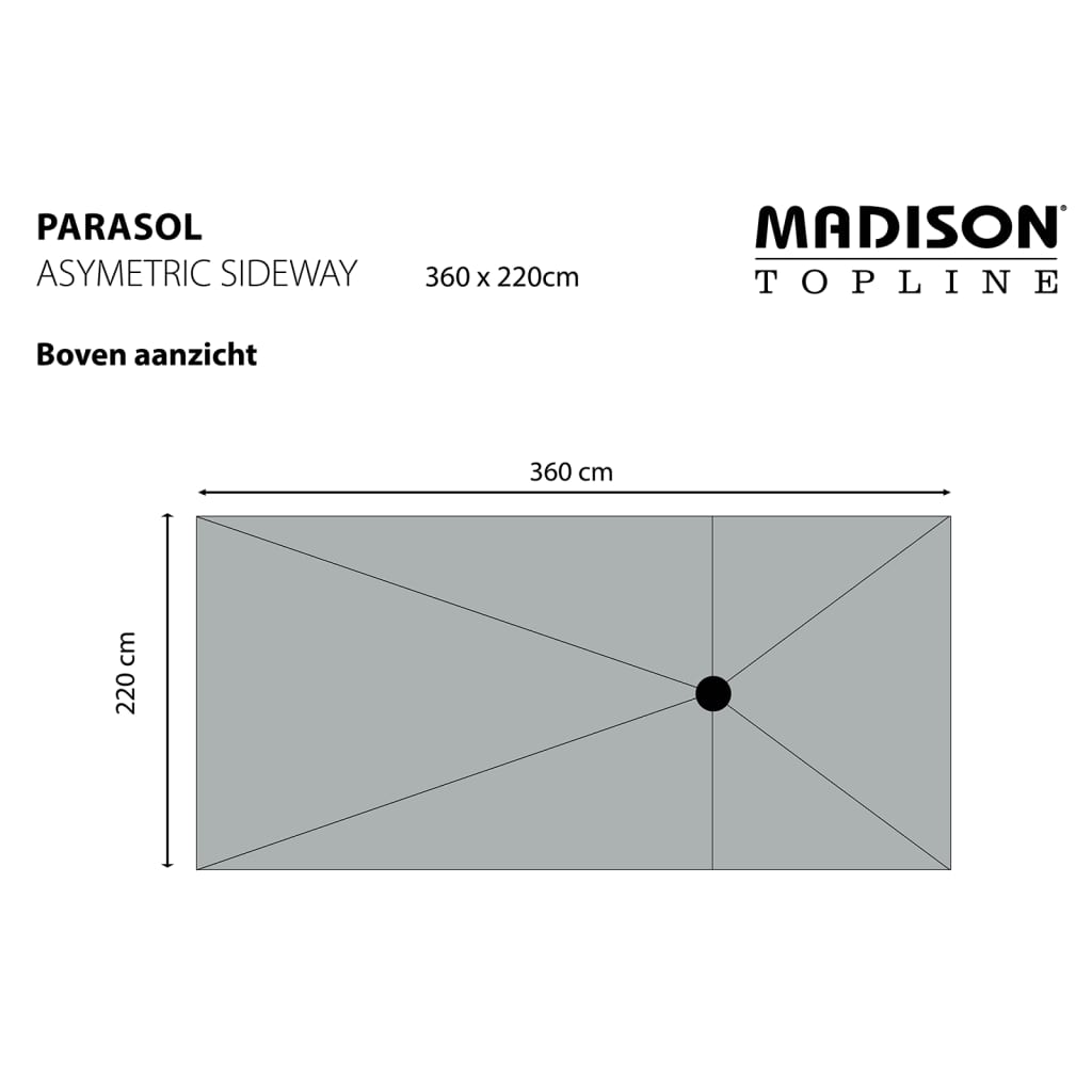 Madison Parasol Asymmetric Sideway 360x220 cm Ecru PC15P016