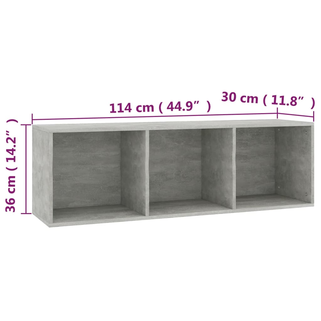 vidaXL Book Cabinet/TV Cabinet Concrete Grey 36x30x114 cm Engineered Wood