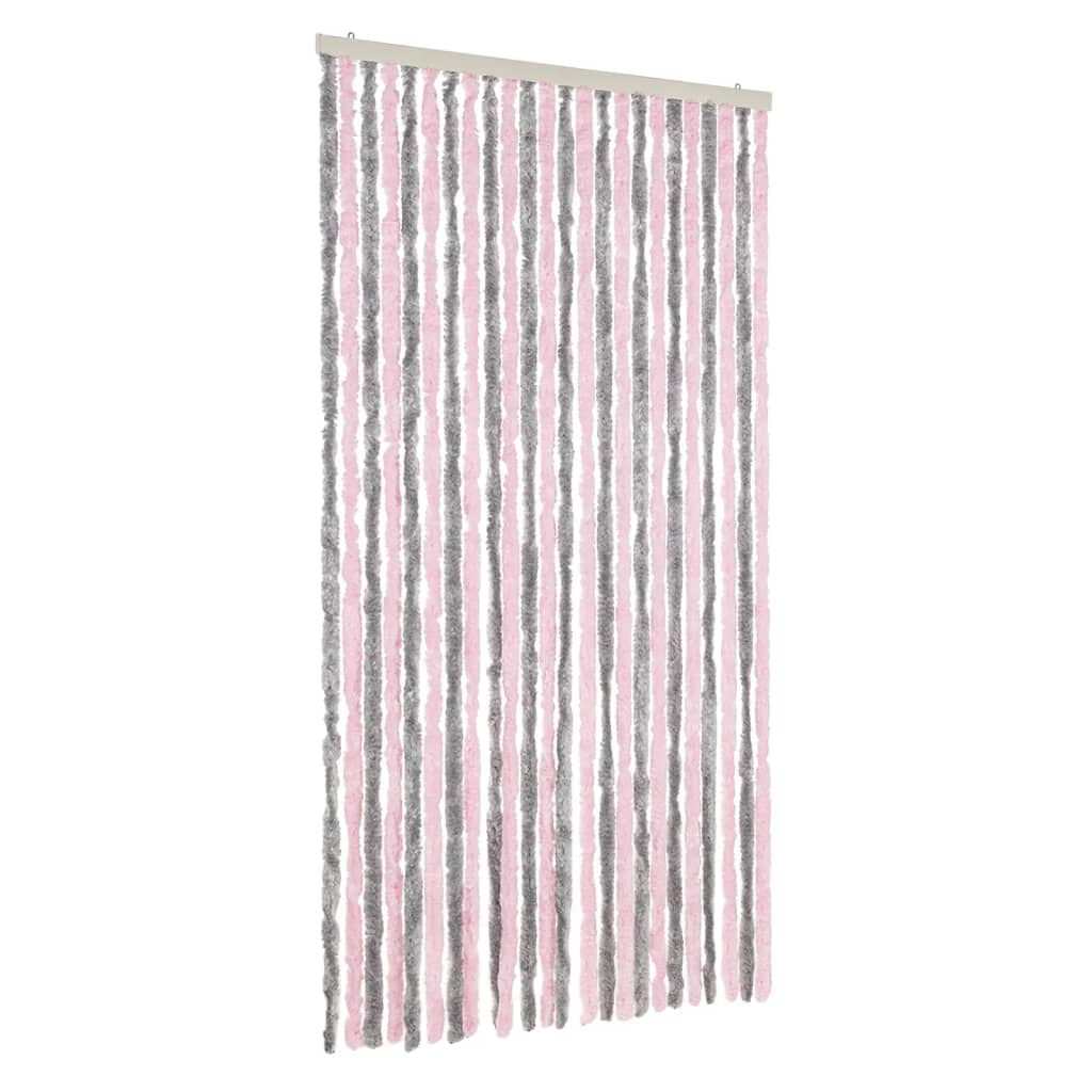 vidaXL Fly Curtain Silver Grey and Pink 100x230 cm Chenille