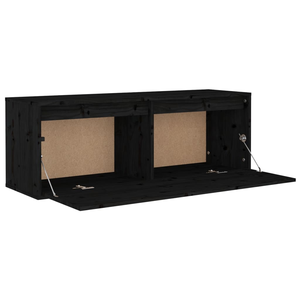 vidaXL Wall Cabinet Black 100x30x35 cm Solid Wood Pine