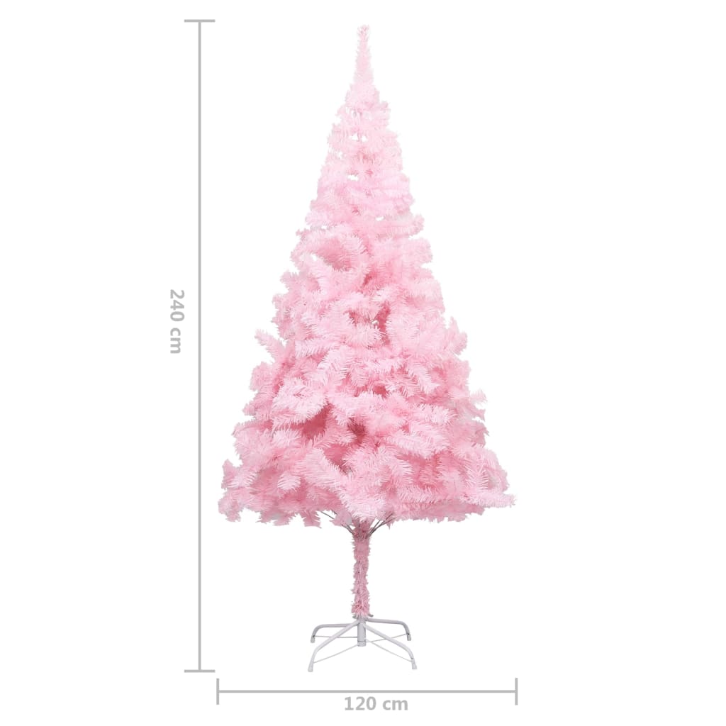 vidaXL Artificial Christmas Tree with LEDs&Ball Set Pink 240 cm PVC