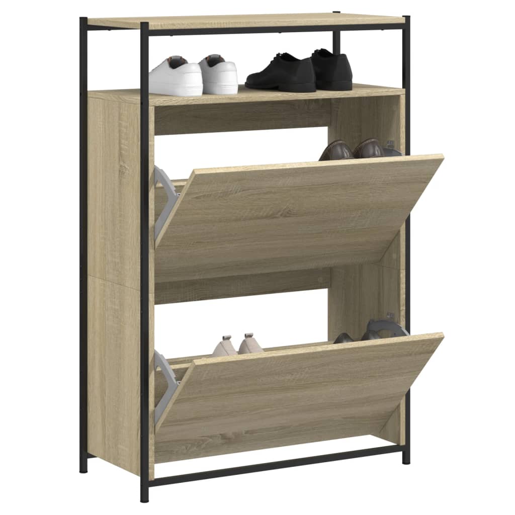 vidaXL Shoe Cabinet Sonoma Oak 75x34x112 cm Engineered Wood
