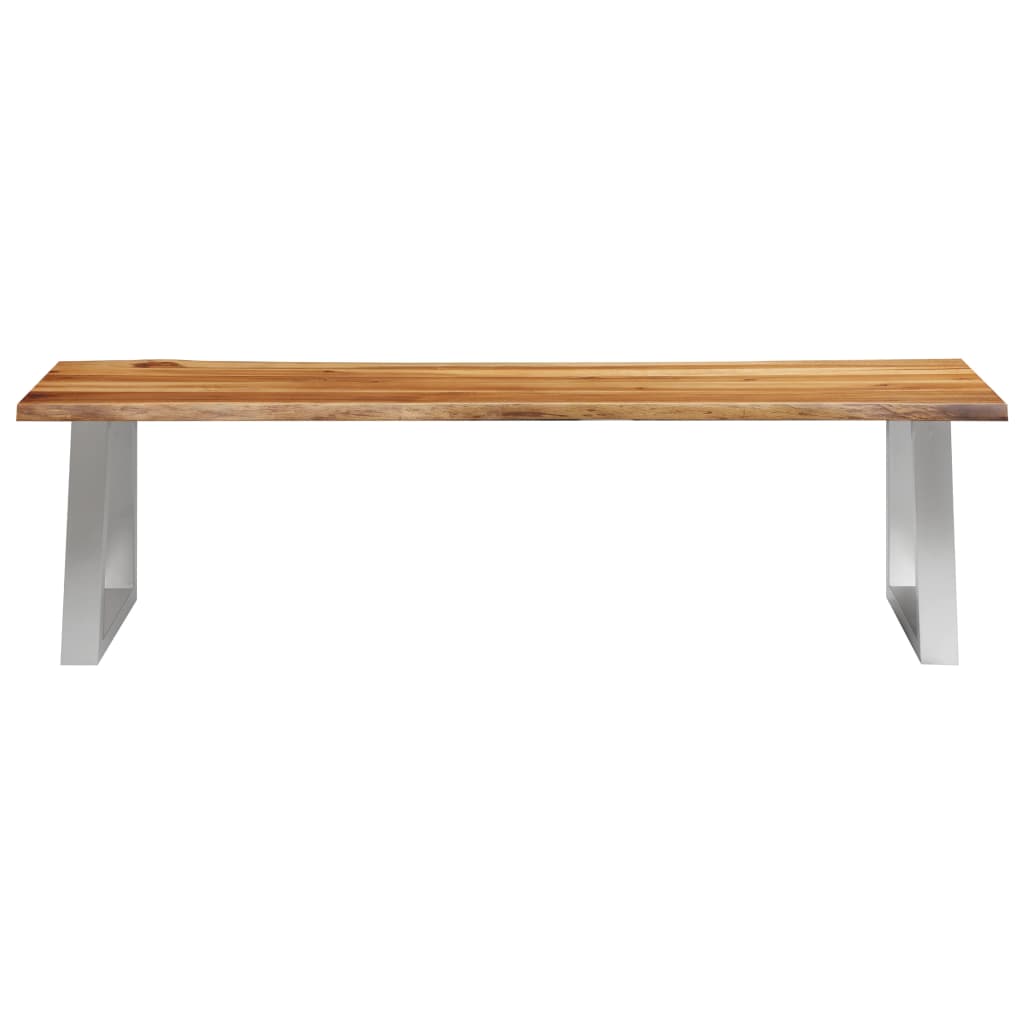 vidaXL Bench 160 cm Solid Acacia Wood and Stainless Steel