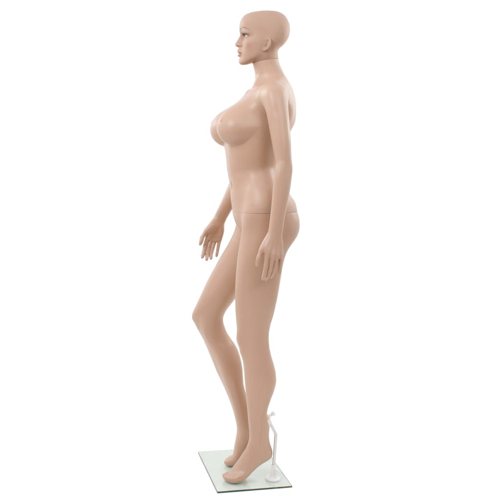 vidaXL Female Mannequin with Glass Base Beige 180 cm