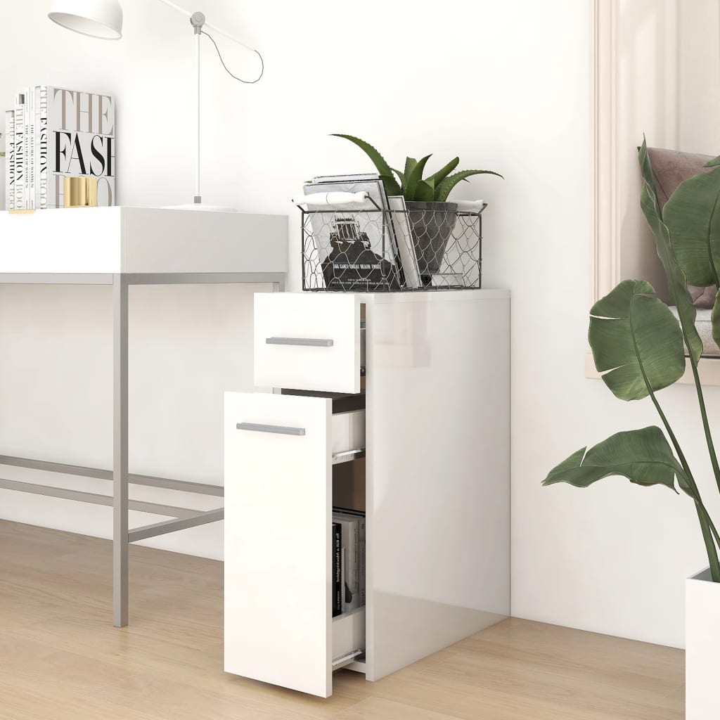 vidaXL Apothecary Cabinet High Gloss White 20x45.5x60 cm Engineered Wood