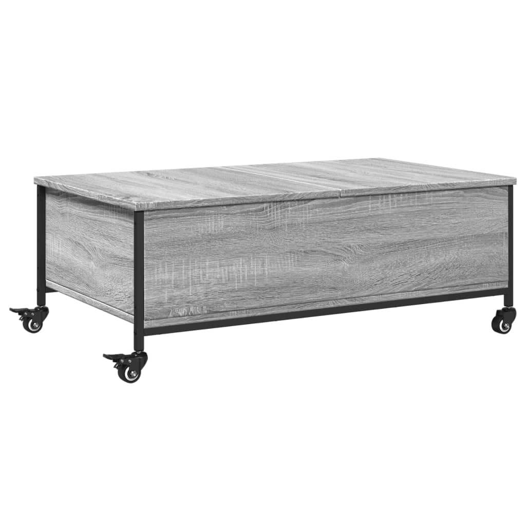 vidaXL Coffee Table with Wheels Grey Sonoma 91x55x34 cm Engineered Wood