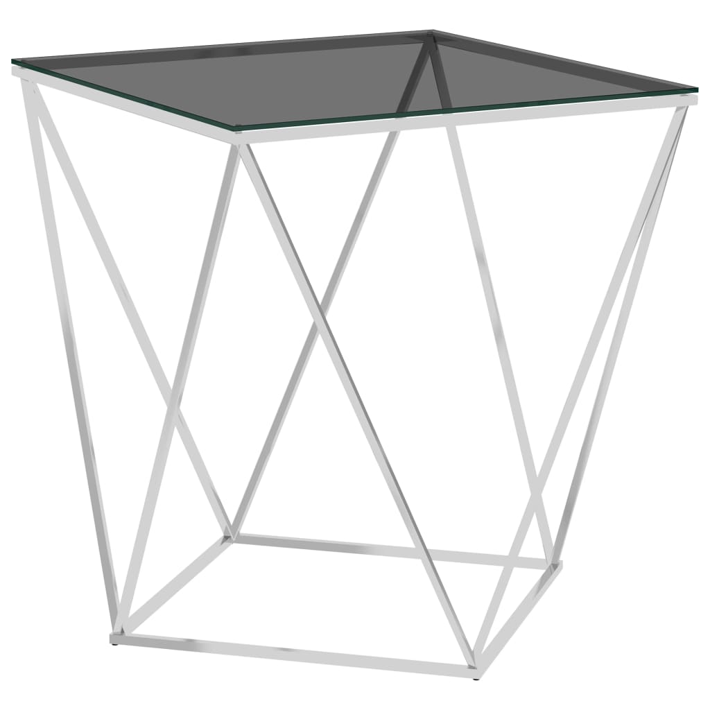 289033 vidaXL Coffee Table Silver and Black 50x50x55 cm Stainless Steel