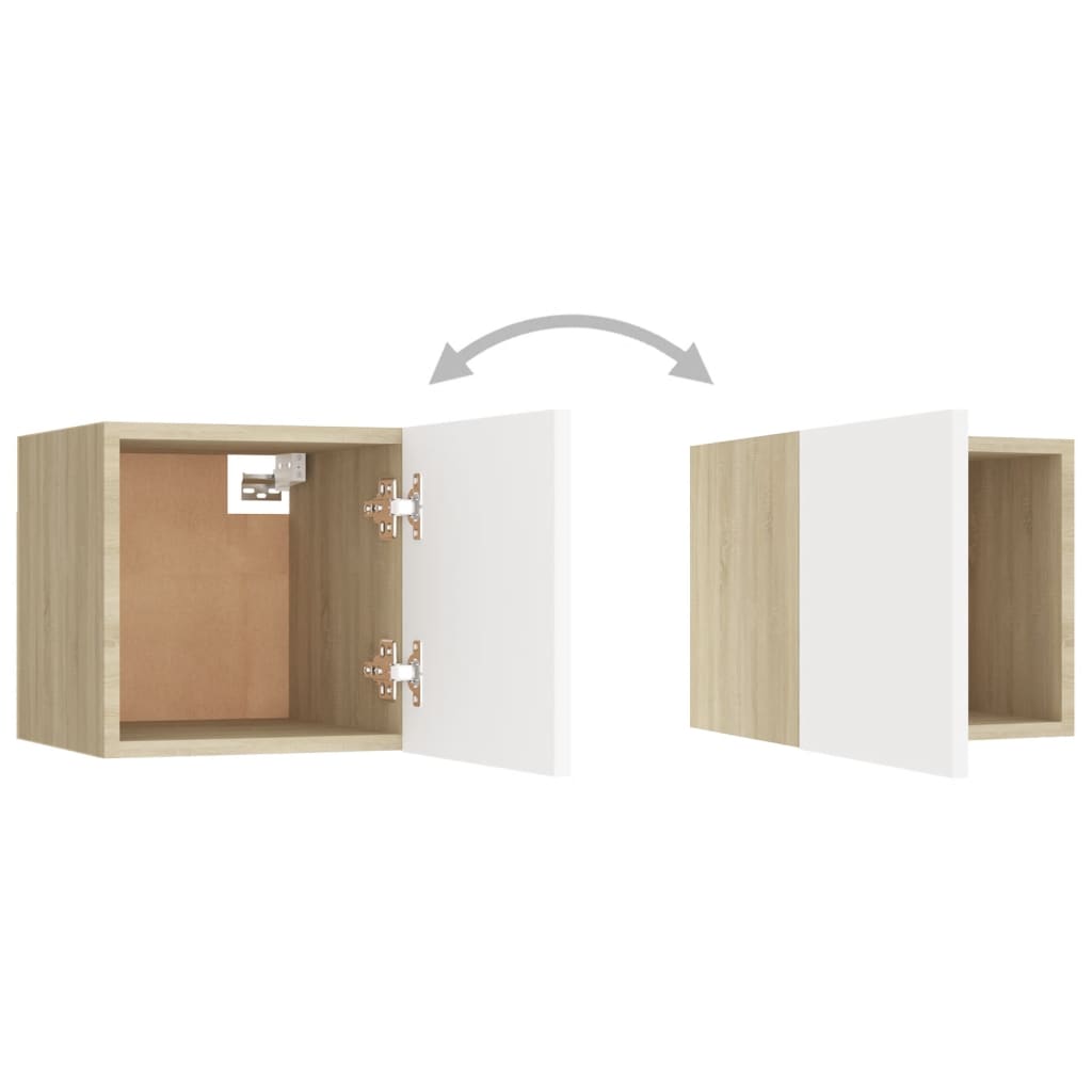 vidaXL Wall Mounted TV Cabinets 2 pcs White and Sonoma Oak 30.5x30x30 cm