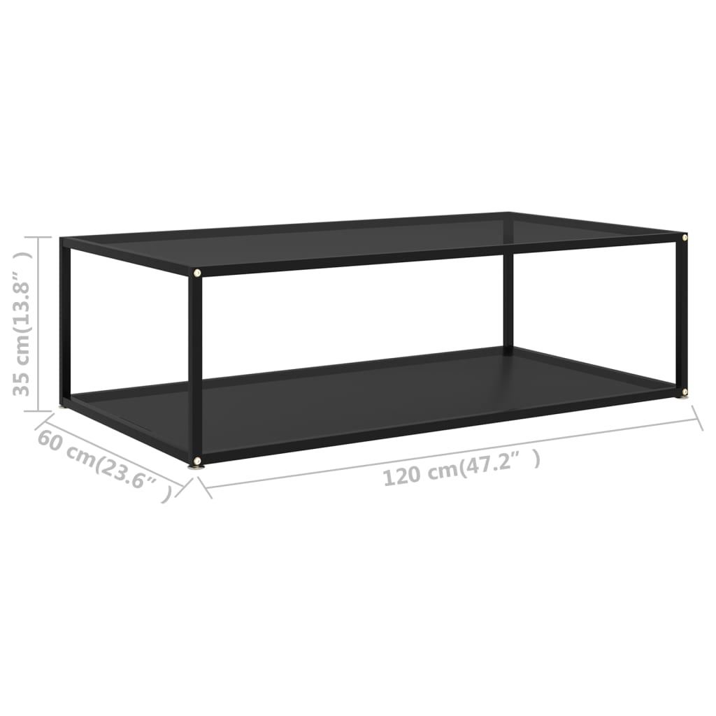 vidaXL Coffee Table Black 120x60x35 cm Tempered Glass