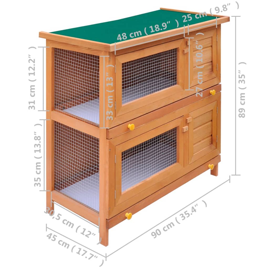 vidaXL Outdoor Rabbit Hutch Small Animal House Pet Cage 4 Doors Wood | vidaXL Outdoor Rabbit Hutch Small Animal House Pet Cage 4 Doors Wood |