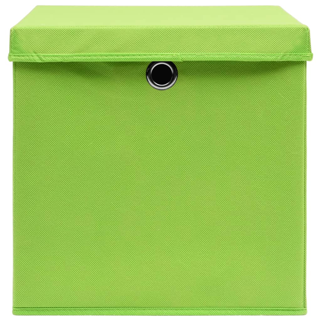 vidaXL Storage Boxes with Covers 4 pcs 28x28x28 cm Green